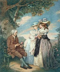 モラリスト、1787年（手彩色の点描彫刻）